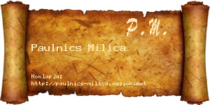 Paulnics Milica névjegykártya